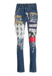 Junya Watanabe patchwork appliqué skinny jeans - Blu