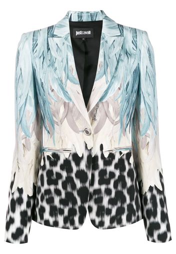 leopard feather-print single breasted blazer