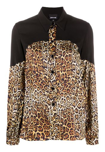 leopard-print contrast shirt