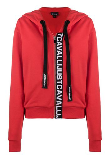 logo-print zipped hoodie