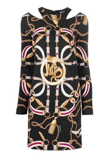 Just Cavalli chain-print cut-out dress - Nero