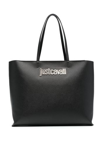 Just Cavalli Borsa tote con placca logo - Nero