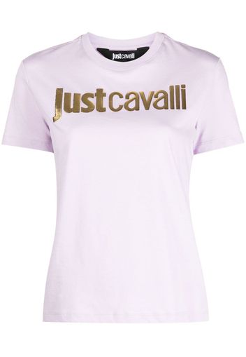 Just Cavalli T-shirt con logo goffrato - Viola