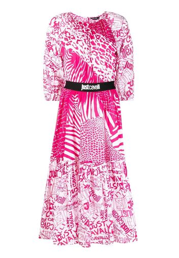 Just Cavalli graphic-print flared dress - Rosa