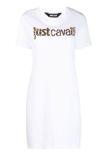 Just Cavalli animal-print logo T-shirt dress - Bianco