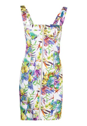 Just Cavalli floral-print zip-up mini dress - Bianco