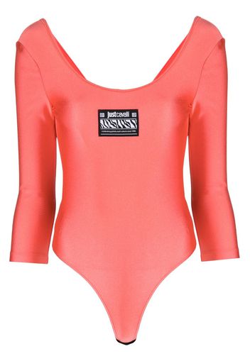 Just Cavalli logo print scoop neck body suit - Rosa