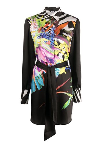 Just Cavalli Jungle flower-print shirt dress - Blu