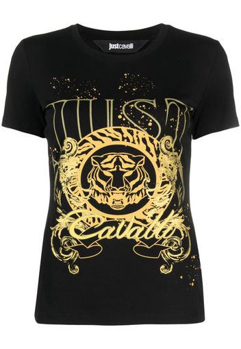 Just Cavalli Tiger Head-motif cotton T-shirt - Nero