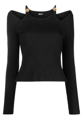 Just Cavalli cut-out detail ribbed top - Nero