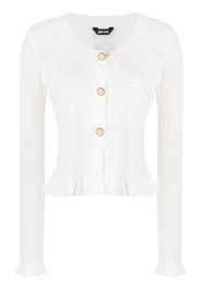 Just Cavalli tiger-pattern ruffle-trim cardigan - Bianco