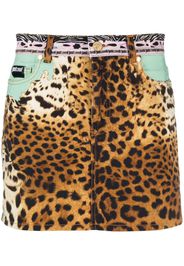 Just Cavalli leopard-print cotton miniskirt - Marrone