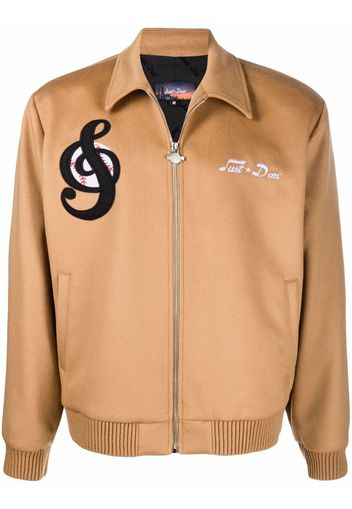 Just Don embroidered-logo zip-up jacket - Marrone
