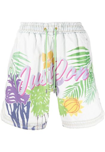 Just Don graphic-logo print shorts - Blu