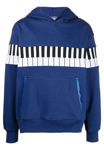 Just Don Piano-print cotton hoodie - Blu