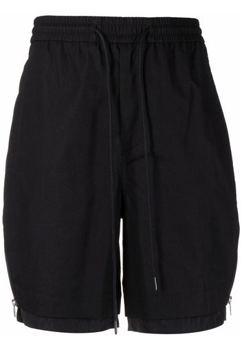 Juun.J exposed zip double layer shorts - Nero