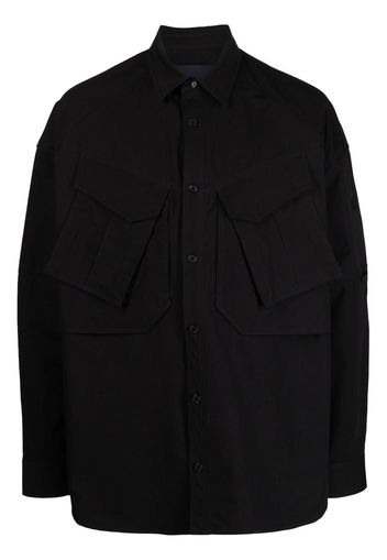 Juun.J panelled flap pocket shirt - Nero