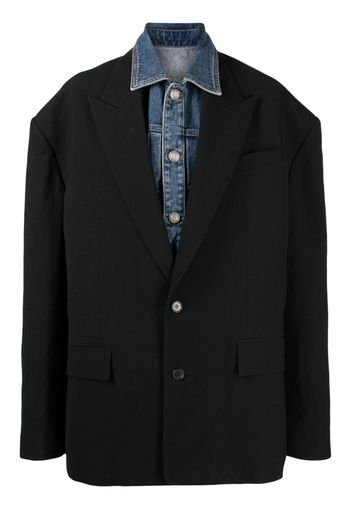 Juun.J Blazer oversize con revers a lancia - Nero