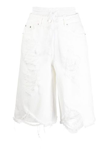 Juun.J Shorts denim con effetto vissuto - Bianco