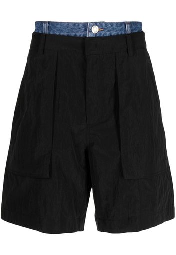 Juun.J layered pleated bermuda shorts - Nero