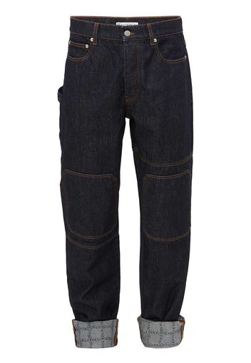 JW Anderson LOGO GRID TURN UP WORKWEAR JEANS - Blu