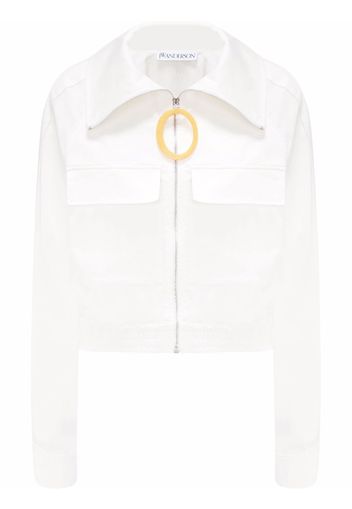 JW Anderson CROPPED ROUND PULLER TRACK JACKET - Bianco
