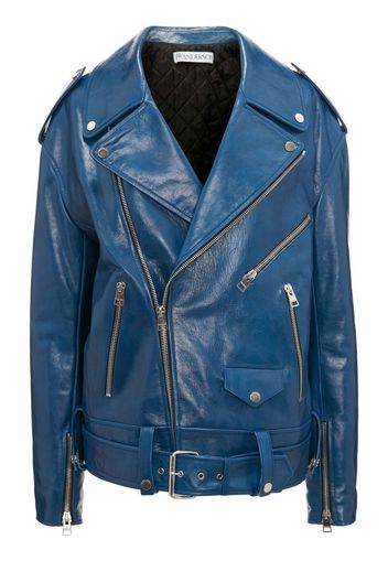 JW Anderson Giacca in pelle con cintura - Blu