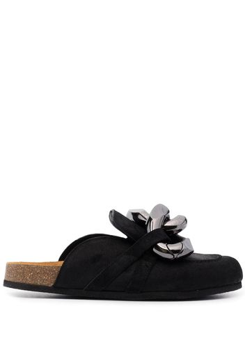 JW Anderson chain-link detailing suede slippers - Nero
