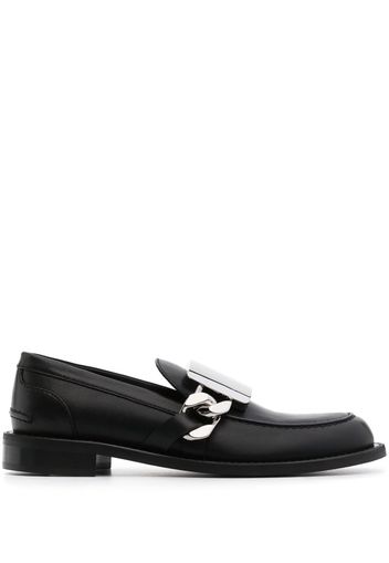 JW Anderson logo-engraved leather loafers - Nero