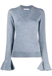 FLARED CUFF V NECK JUMPER