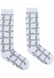 JW Anderson LOGO GRID LONG ANKLE SOCKS - Bianco