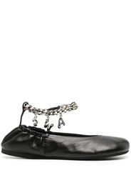 JW Anderson logo-charm leather ballerina shoes - Nero