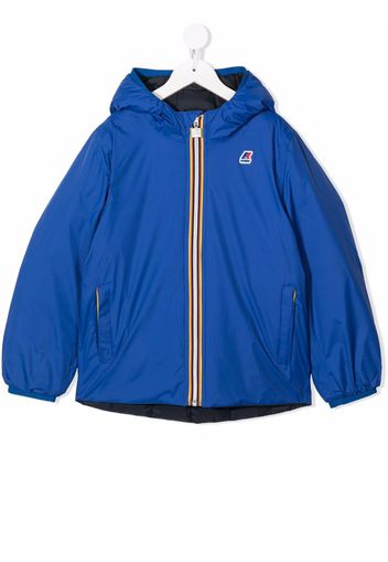 K Way Kids Claude logo-patch hooded jacket - Blu