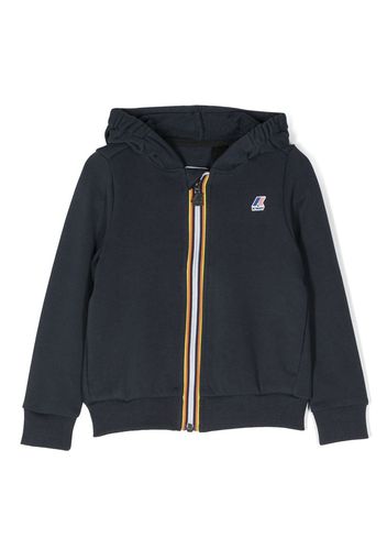 K Way Kids logo-patch zip-up hoodie - Blu