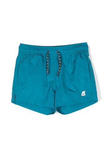 K Way Kids logo-print drawstring swim shorts - Blu