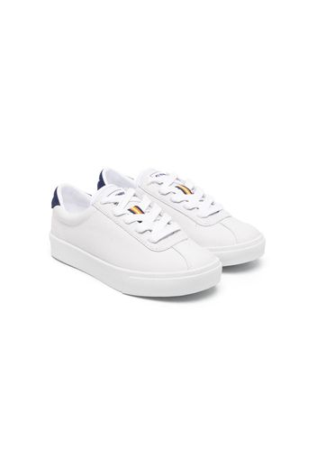 K Way Kids lace-up leather sneakers - Bianco