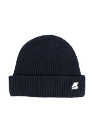 K Way Kids logo-patch ribbed beanie - Blu