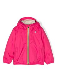 K Way Kids logo-patch zip-up hooded jacket - Rosa