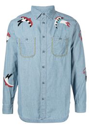 Kapital swallow-embroidered work shirt - Blu