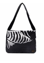 Kapital skeleton-print denim shoulder bag - Nero