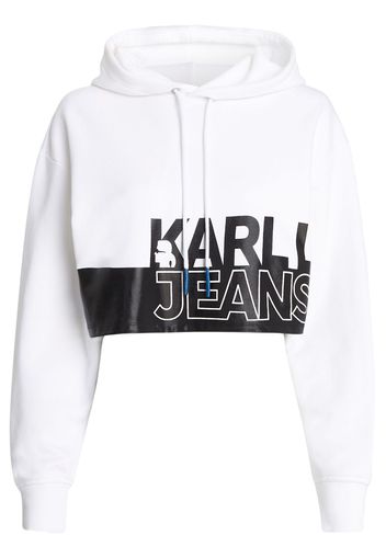 Karl Lagerfeld Jeans logo-print cropped hoodie - Bianco