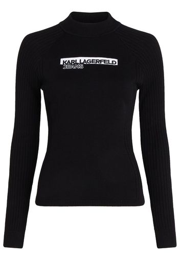 Karl Lagerfeld Jeans logo-embroidered cut-out jumper - Nero