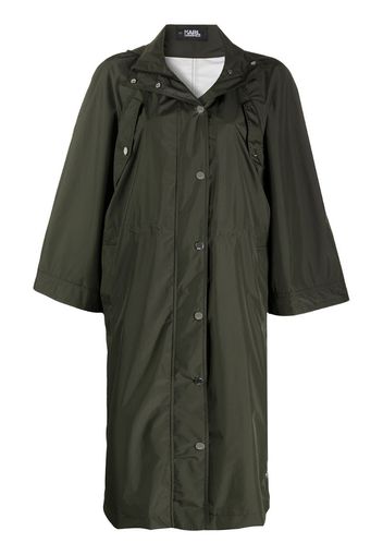 hooded long-length raincoat