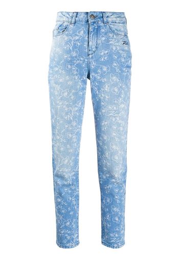 orchid-print high-rise slim jeans