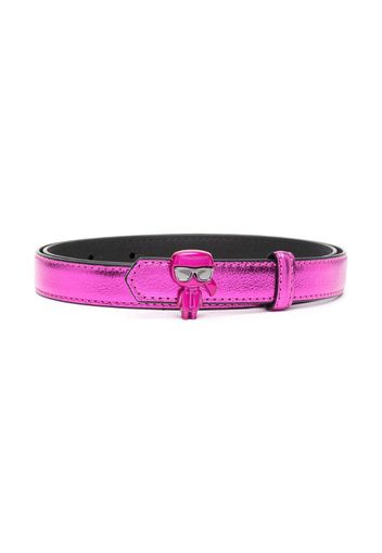 metallic skinny belt with Karl detail