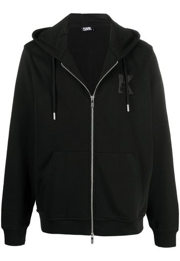 K embroidery zip-up hoodie