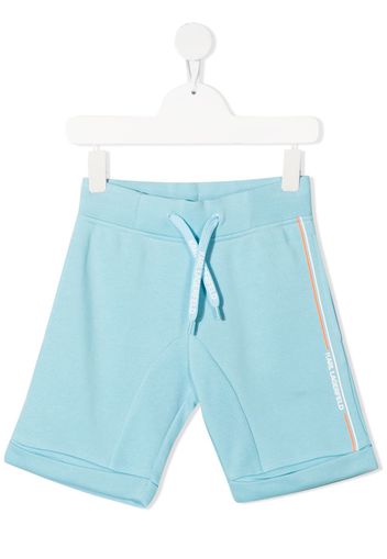 Karl Lagerfeld Kids logo-stripe track shorts - Blu