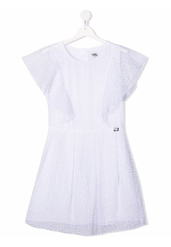 Karl Lagerfeld Kids TEEN embroidered flutter-sleeve dress - Bianco