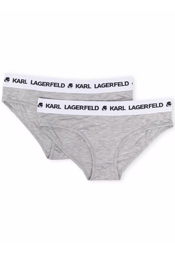 Karl Lagerfeld logo-waistband briefs set of 2 - Grigio