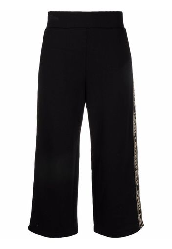 Karl Lagerfeld Pantaloni crop con banda logo - Nero